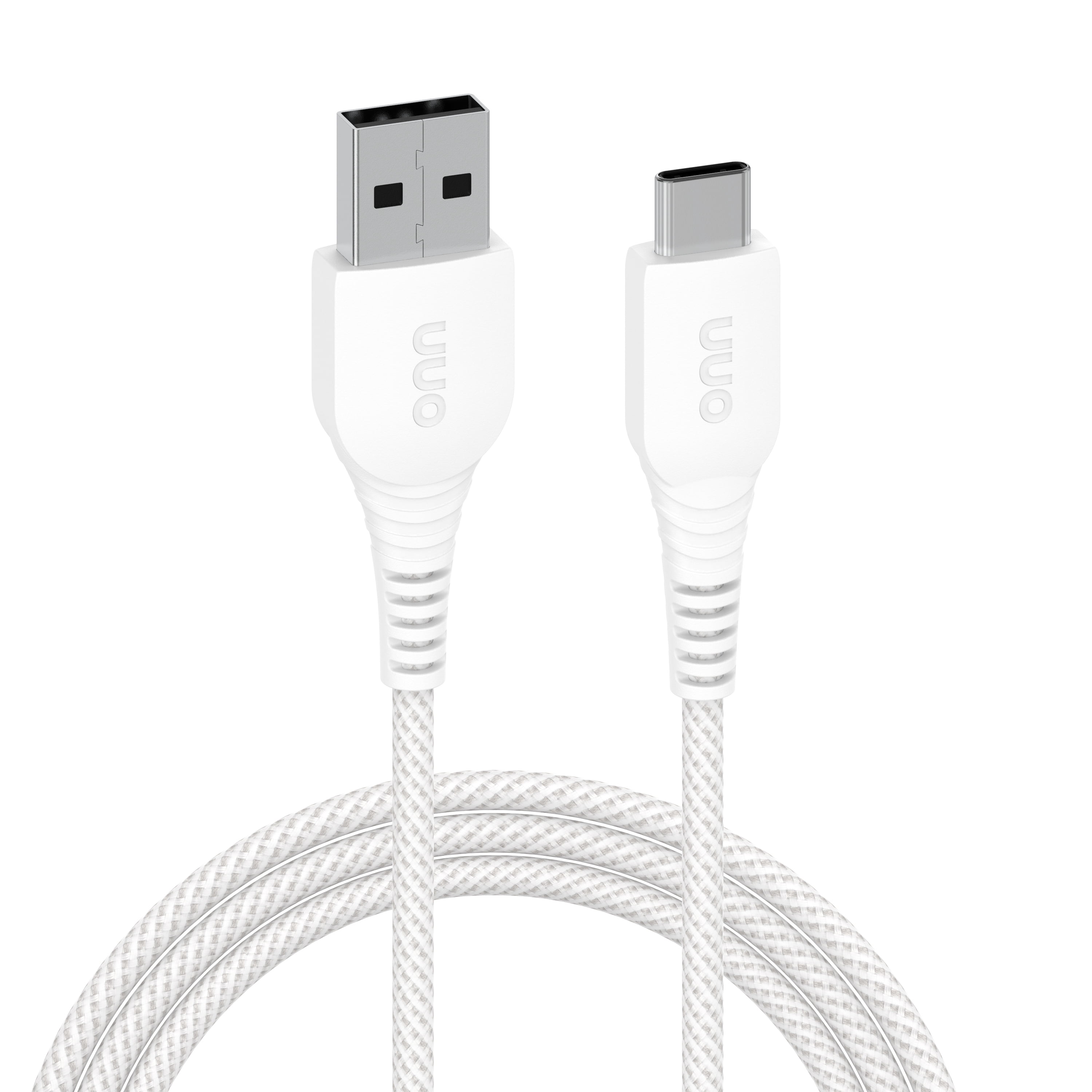 (2 pack) onn USB-C to USB-A 6-Foot Braided Charging Cable - White