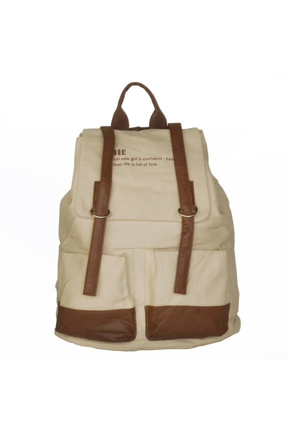 G&J Hipster Canvas Fabric Art School Backpack Outdoor Daypack Khaki color