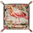 thumbnail image 2 of Women Girls Leather Square Dish Trinket Plate Jewelry Tray, Vintage Letter Flamingo Flower Flag Mothers Day Birthday Gift, 20.5x20.5cm, 2 of 6
