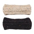 thumbnail image 1 of Diadema más cálida para mujer, diadema tejida con Cable de invierno, negro + punto de color arroz, 1 of 1