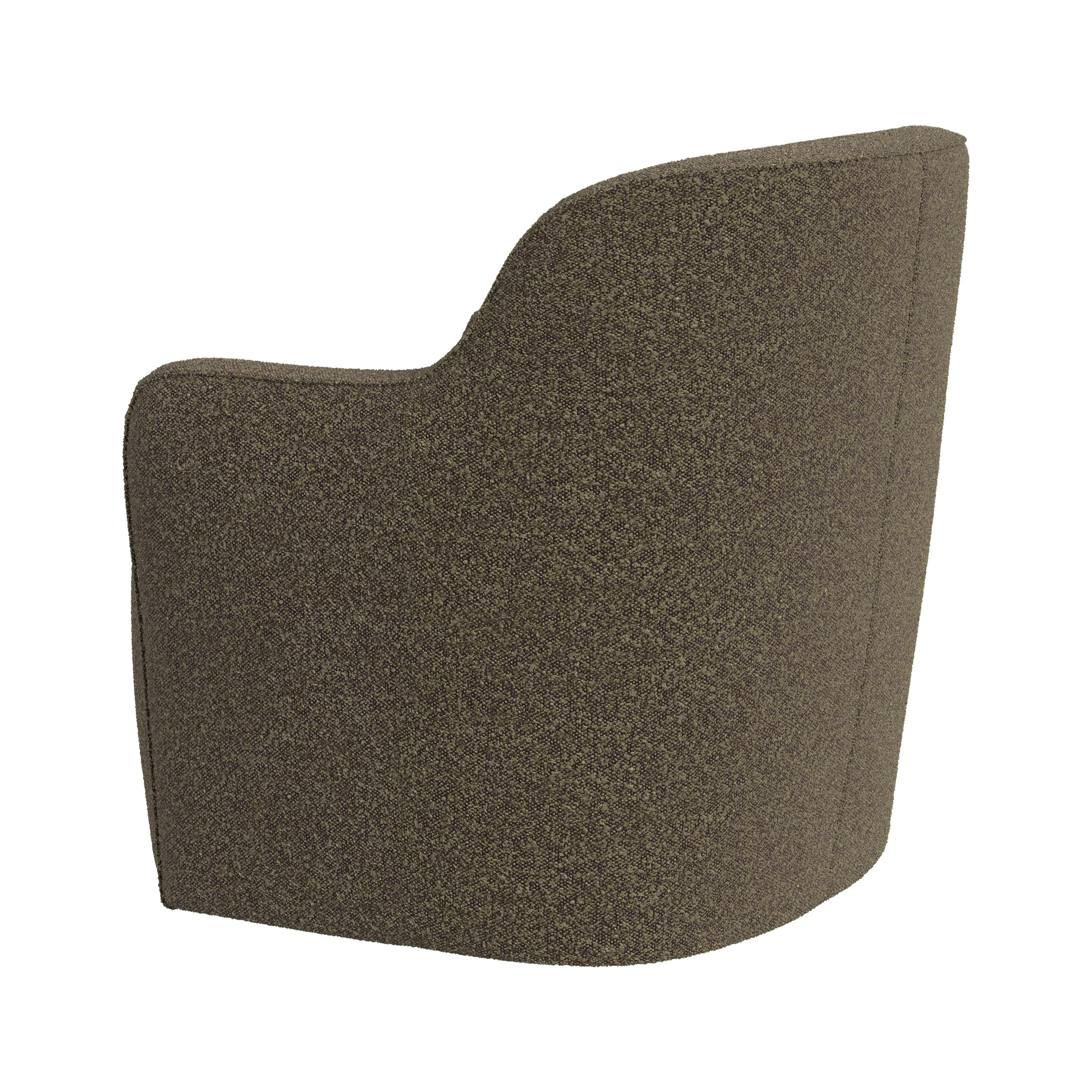 HomePop Upholstered Swivel Accent Chair, Dark Brown Boucle