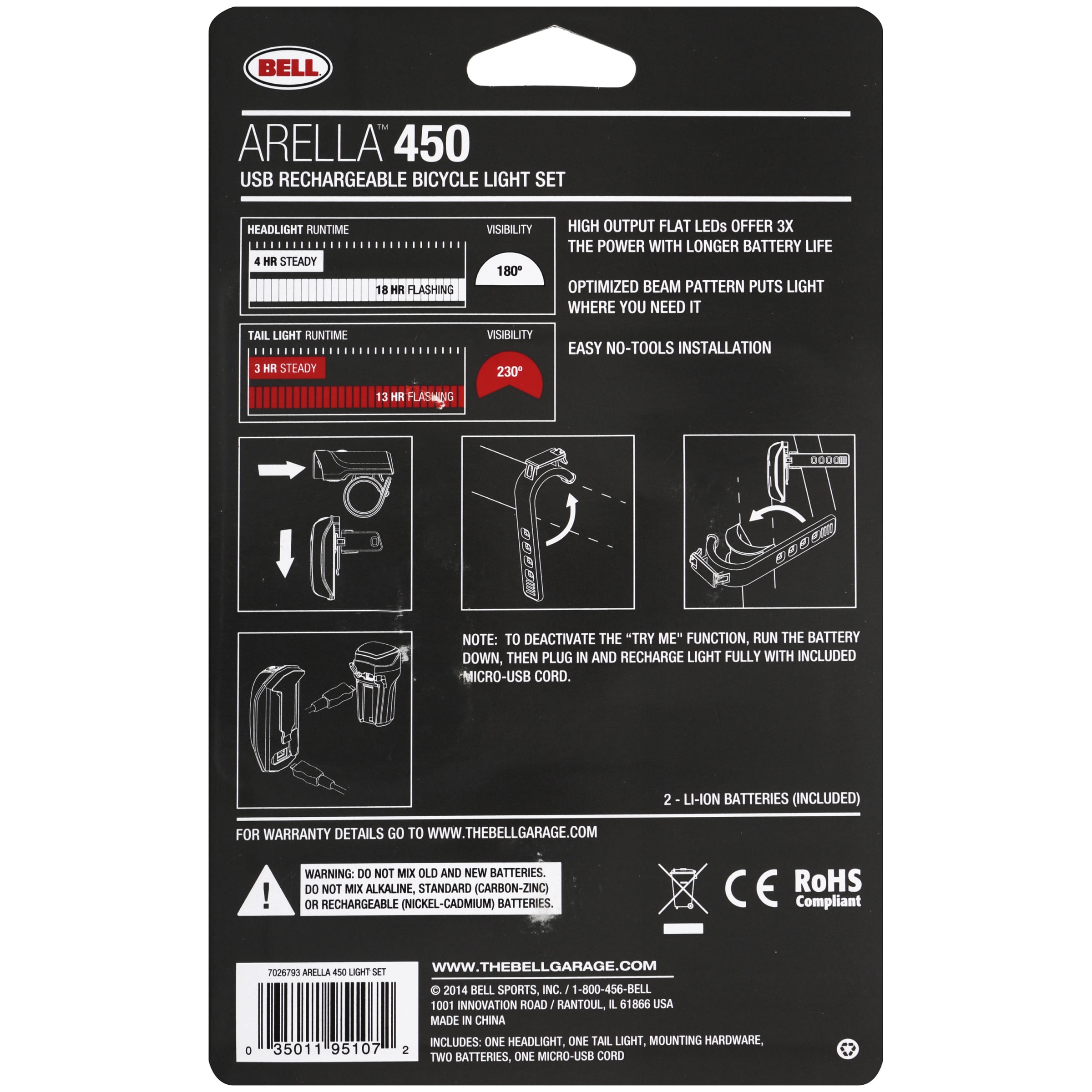 bell usb rechargeable bike light