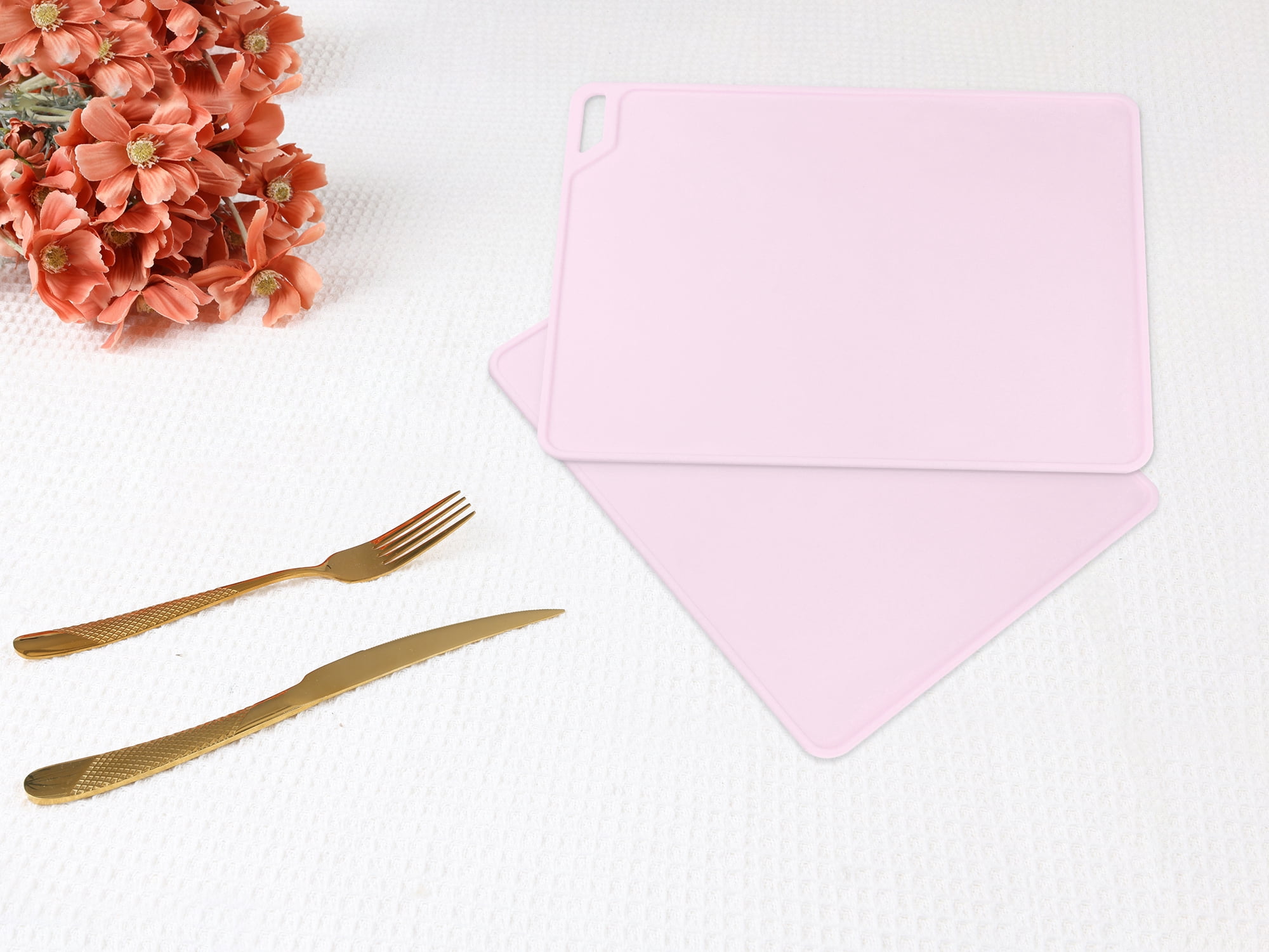 Unique Bargains Set of 6 Silicone Placemats for Kitchen Dining Table Decor Pink