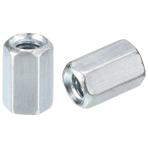 10pcs M5x8x12mm Coupling Nuts - Galvanized Carbon Steel Hex Threaded Rod Coupler for Furniture, Electronic, Industrial