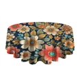 thumbnail image 5 of Pioneer Flower Floral Print Pattern Round Tablecloth 60"x60",Wrinkle Wipeable Table Cloth for Kitchen Dining Room Picnic Patio Party, 5 of 6