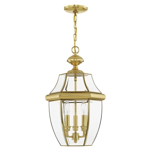 Livex Lighting 2355-02 Lanterne Suspendue Extérieure à 3 Lumières, Laiton Poli
