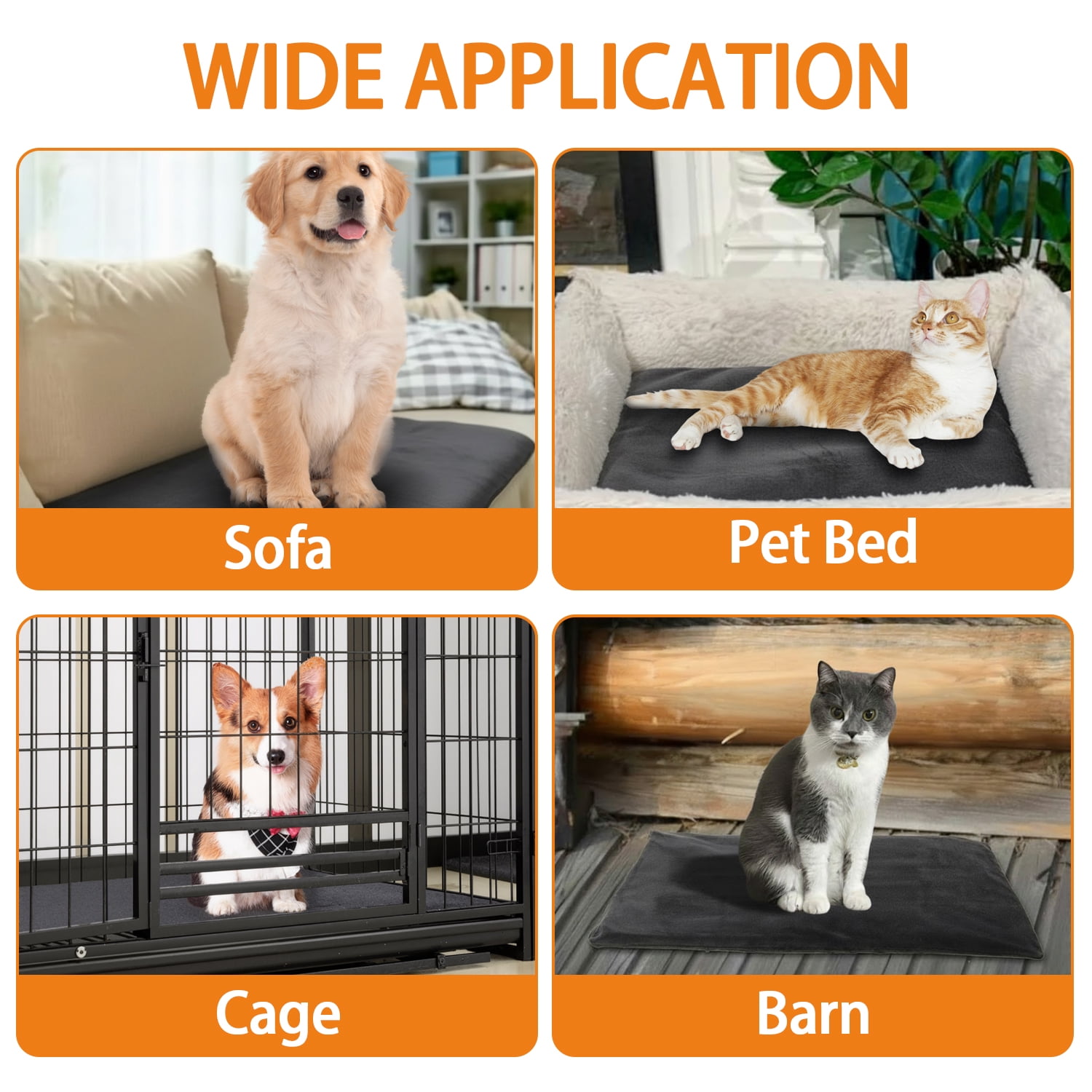 Petbank Pet Heating Pad, 18"X28" Dog Cat Self-Warming Bed, Electric Pet Heating Pads with 12 Temperature Modes, 12H timer, Indoor Outdoor Pet Heating Mat with Chew Resistant Cord, Gray