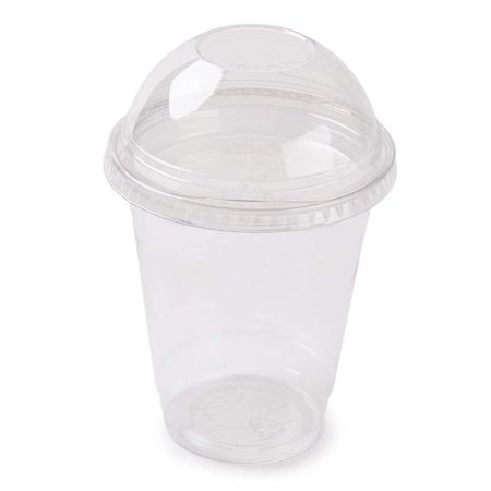 - Clear plastic disposable cups with dome lids (100 pack)