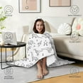 thumbnail image 4 of Wearable Blanket,BlackWhite Origami Dinosaurs Tribal Pattern Hooded Wearable Flannel Blanket for Adults & Teens,Winter Poncho Shawl Wrap Cape Cozy Anti-Pill,50"x60", 4 of 5