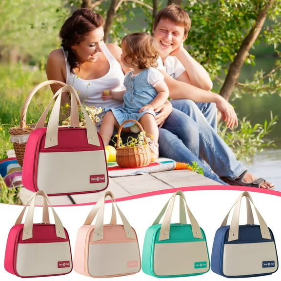 Dmlowu Lunch Bag 8x9" Portable Lunch Box for Women Men Durability Insulated Cooler Trapezoidal Lunch Box for Home Office School Supplies