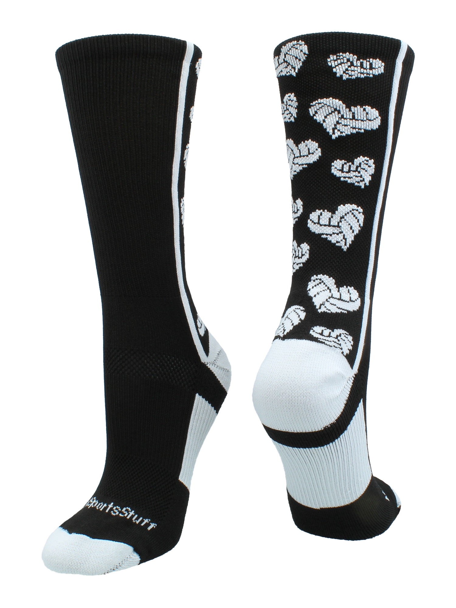 Crazy Love Volleyball Hearts Crew Socks (Black/White, Small) - Walmart.com