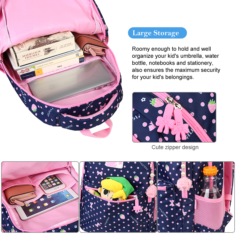 Vbiger Girls School Backpack Cute Adorable Kids Backpack Elementary Dot Bookbag Casual Outdoor Daypack, Royal Blue - image 3 of 9