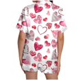 thumbnail image 4 of KKBOTIVE Womens Silk Satin Pajama Set 2 Piece Heart Embroidery Short Sleeve Button Up Sleepwear Women's Comfortable Daily Nightwear ( k-Red Size: L ), 4 of 6