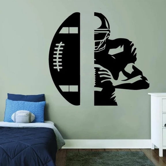 Half Football PlayerDecal Wall Vinyl Sticker Sports Decoration For Boy Birthday Gift 103x97cm