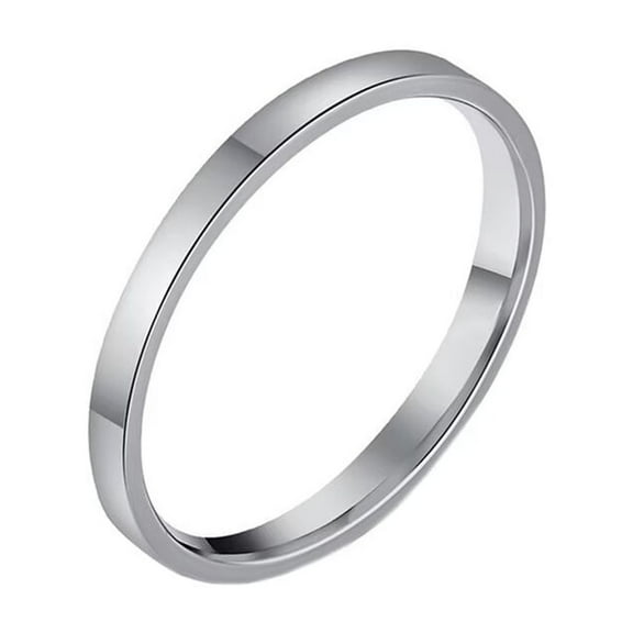 PAURO Unisex Stainless Steel Minimalist Polished Finish Pipe Cut Flat Dome Wedding Band Ring 2mm Silver Size 6