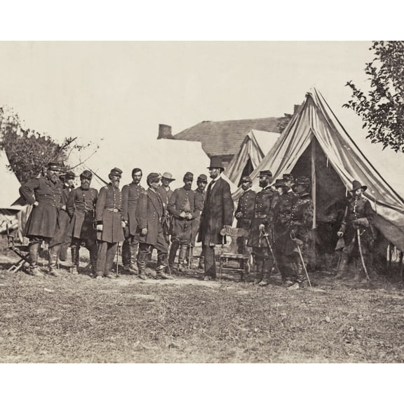 Print: President Abraham Lincoln On Battlefield Of Antietam, October 3