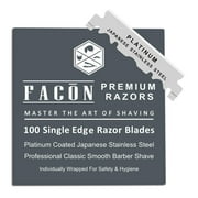 100 Facón Platinum Japanese Stainless Steel Single Edge Razor Blades for Professional Barber Straight Razor - 200  Shaves