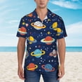 thumbnail image 2 of Balery Planets and Stars Camisas hawaianas de manga corta para hombre, camisas playeras de corte holgado, camisas de vacaciones con botones,Large, 2 of 7