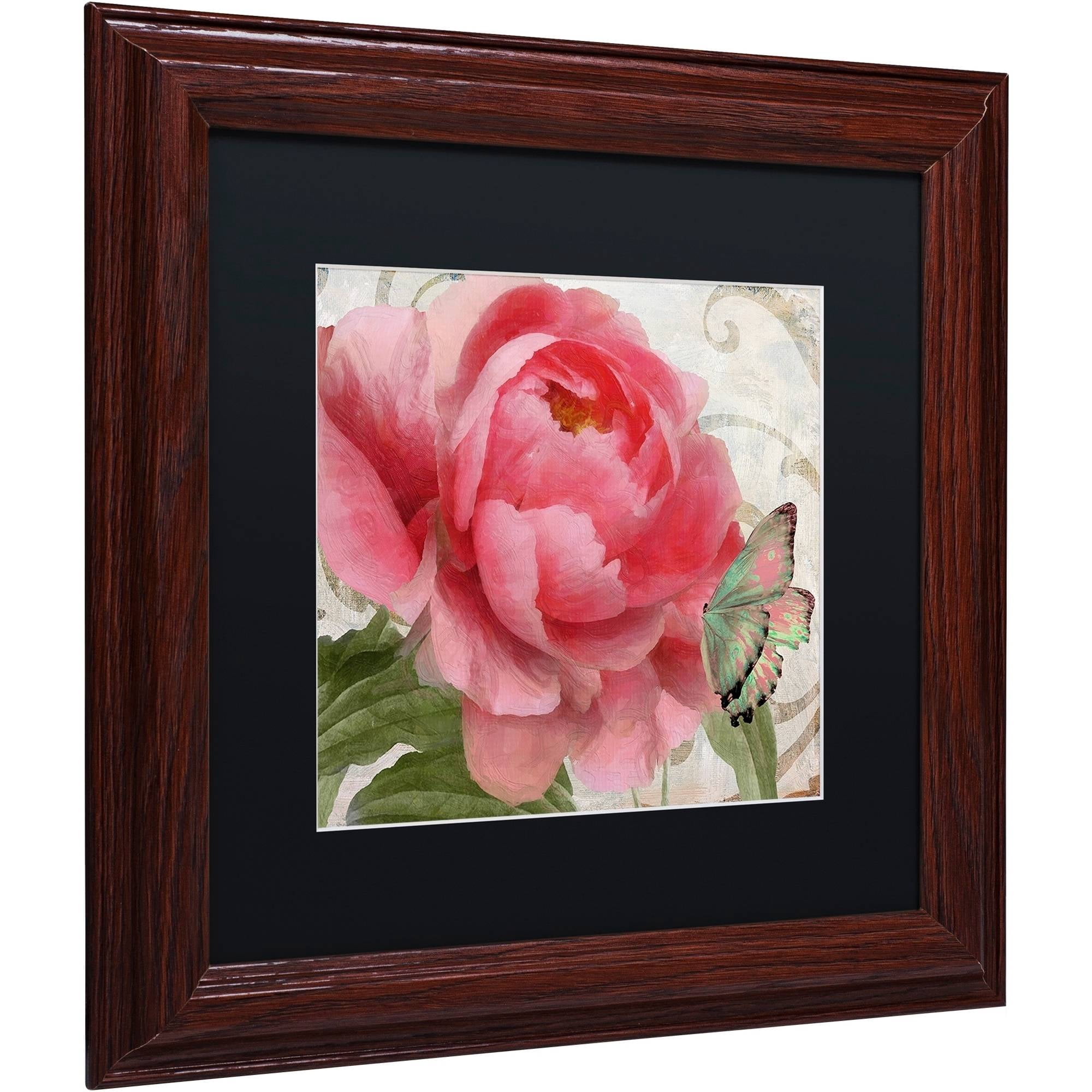 Trademark Fine Art "Apricot Peonies II" Canvas Art by Color Bakery Black Matte, Wood Frame