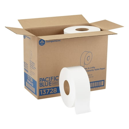 Jumbo Roll Paper - Pacific Blue Select™ (13728) 2-Ply Jumbo Roll Toilet Paper by GP PRO (Georgia-Pacific), White, 1000 Feet Per Roll, 8 Rolls Per Case