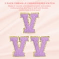 thumbnail image 3 of Uxcell Chenille Sew on Letter Patches Self Adhesive Chenille on Patches Golden Edge Embroidered Stickers Purple Letter-V, 3 of 6