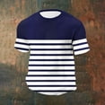 thumbnail image 3 of Men's Waffle Strip Shirt Casual Lightweight Color Block Short Sleeve T-Shirt Slim fit Gym Athletic Workout Tops, 3 of 5