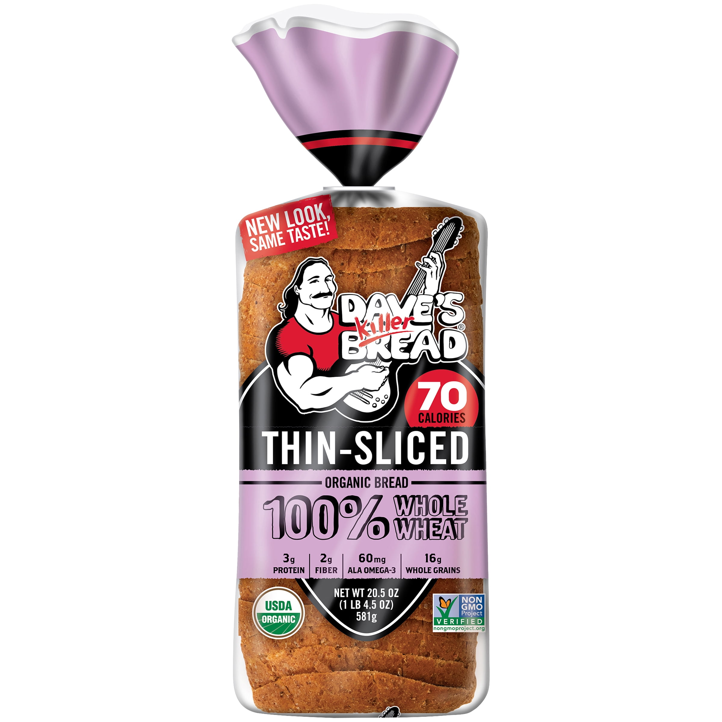 Dave's Killer Bread 100% Whole Wheat Thin-Sliced, Organic Whole Wheat Bread, 20.5 oz Loaf