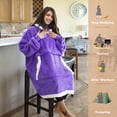 thumbnail image 2 of Tirrinia Oversized Blanket Hoodie, Wearable Fluffy Sherpa Blanket, Lightweight Cozy Sweatshirt Blanket Gift for Adult Women Men, 2 of 7