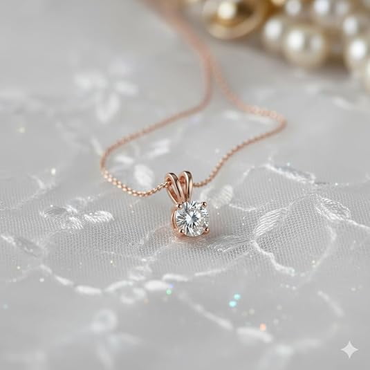 1 Carat Round LAB GROWN Diamond Solitaire Pendant IGI Certified 14K Gold 4 Prong Diamond Necklace For Women