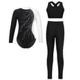 thumbnail image 5 of Aislor Kids Girls Sparkly Gymnastics Athletic Long Sleeve Ballet Dance Leotard Vest with Leggings Pants White 16, 5 of 6