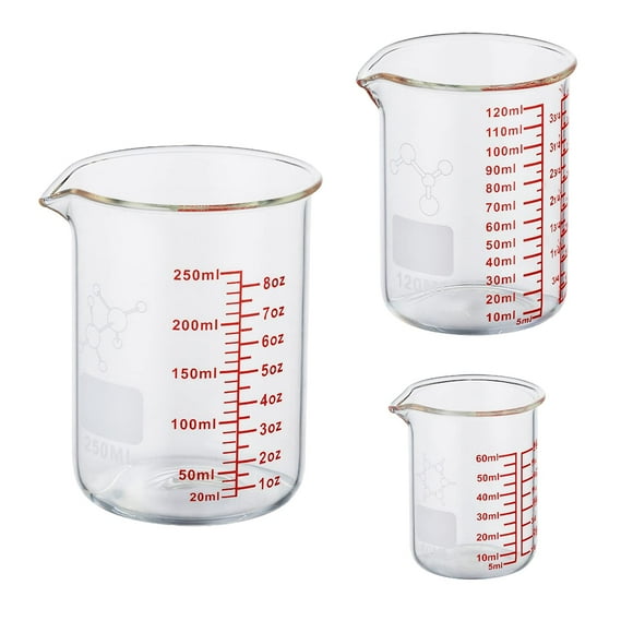Juego de vasos medidores Ackers BORO3.3 de vidrio con alto contenido de borosilicato