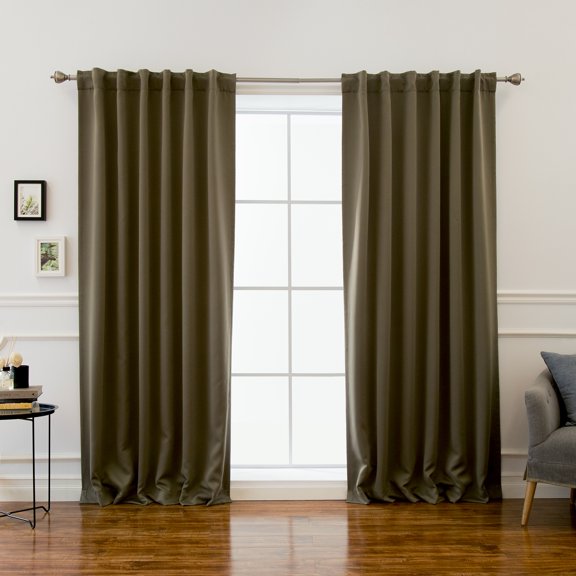 Quality Home Basic Thermal Blackout Curtains - Back Tab/Rod Pocket - Dark.Chocolate (Set of 2 Panels)
