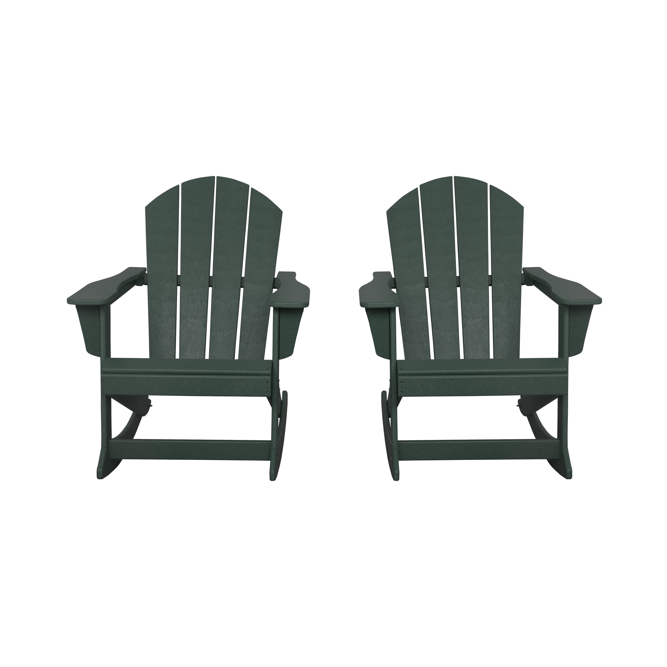 GARDEN Set of 2 - Plastic Outdoor Rocking Chairs for Patio Porch, Dark Green