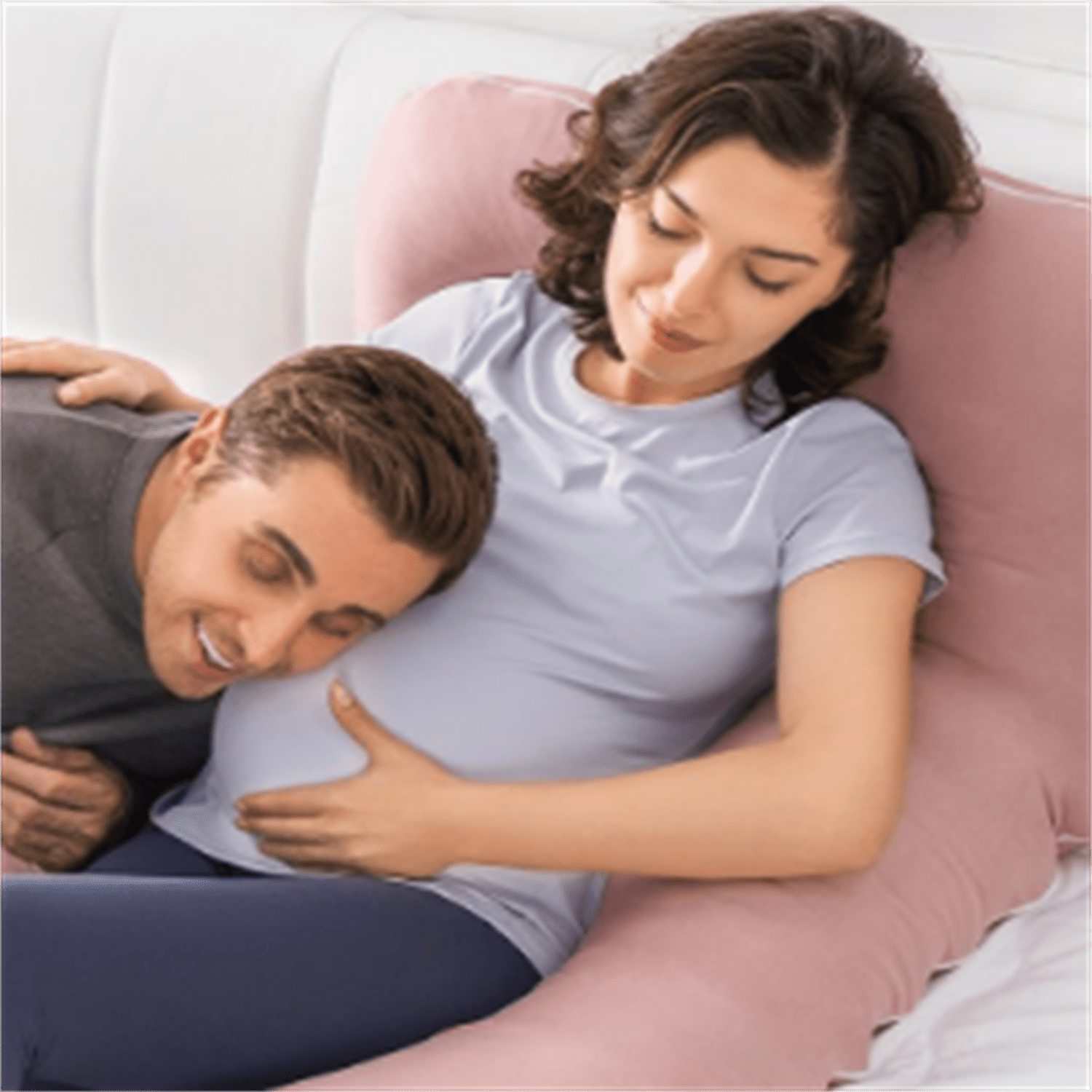 Pregnancy Pillows for Sleeping, Cooling U Shaped Body Pillow, Maternity Pillow for Pregnant Women with Silky Soft Cover, Pink