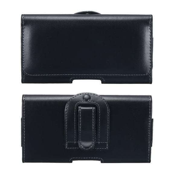Phone Belt Holder Case for 5.5-6.2" Cell Phones, Horizontal Leather Phone Belt Pouch, Black 6.7"x3.5"x0.5"