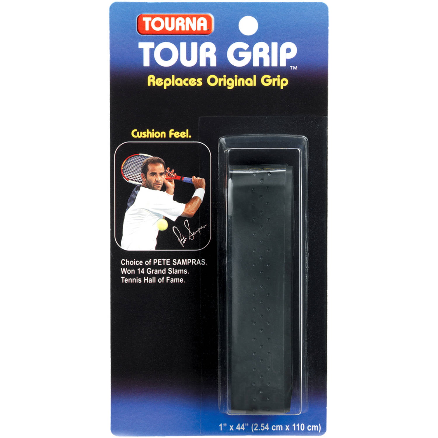 1.8 MM Tourna Tennis Racquet Replacement Grip Sampras Tour Grip Black 