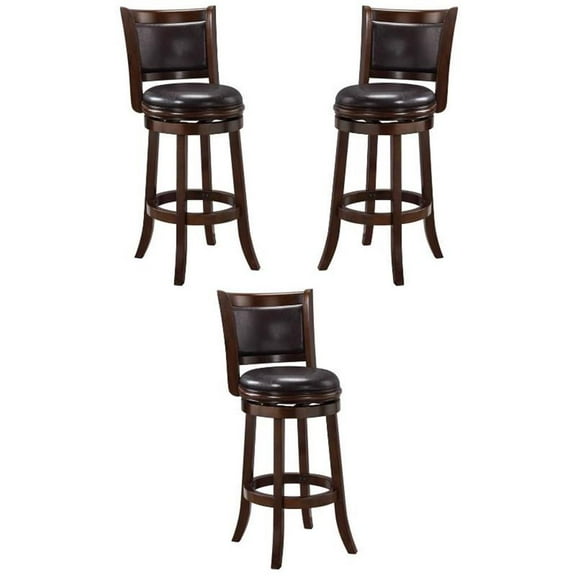 Home Square Augusta 29" Swivel Bar Stool in Cappuccino and Dark Brown - Set of 3