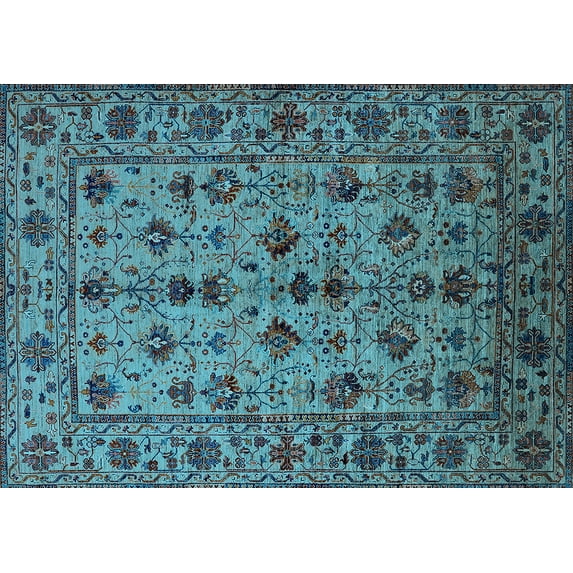 Ahgly Company Indoor Rectangle Oriental Light Blue Industrial Area Rugs, 2' x 3'