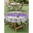 thumbnail image 4 of Outdoor Tablecloth with Umbrella Hole for Patio/Picnic/Party/Camping, Purple Grey Abstract Waterproof Table Cloth Round Cover Washable, Gradient Geometric Graffiti Modern Art (Dia 60"), 4 of 8