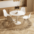 thumbnail image 3 of Table à Manger Moderne Ronde avec Base en Métal pour 4 Chaises, 3 of 6