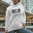 thumbnail image 2 of Positive Mind, Positive Vibes, Positive Life, Positivity Quote, Groovy Retro Wavy Text Merch Gift, White Hooded Sweatshirt or Hoodie, Small, 2 of 5