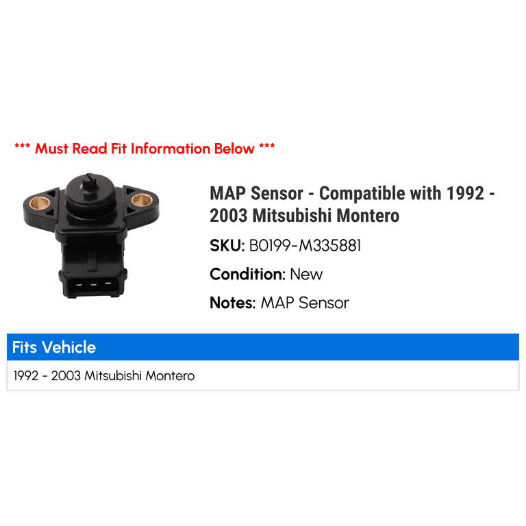 MAP Sensor - Compatible with 1992 - 2003 Mitsubishi Montero