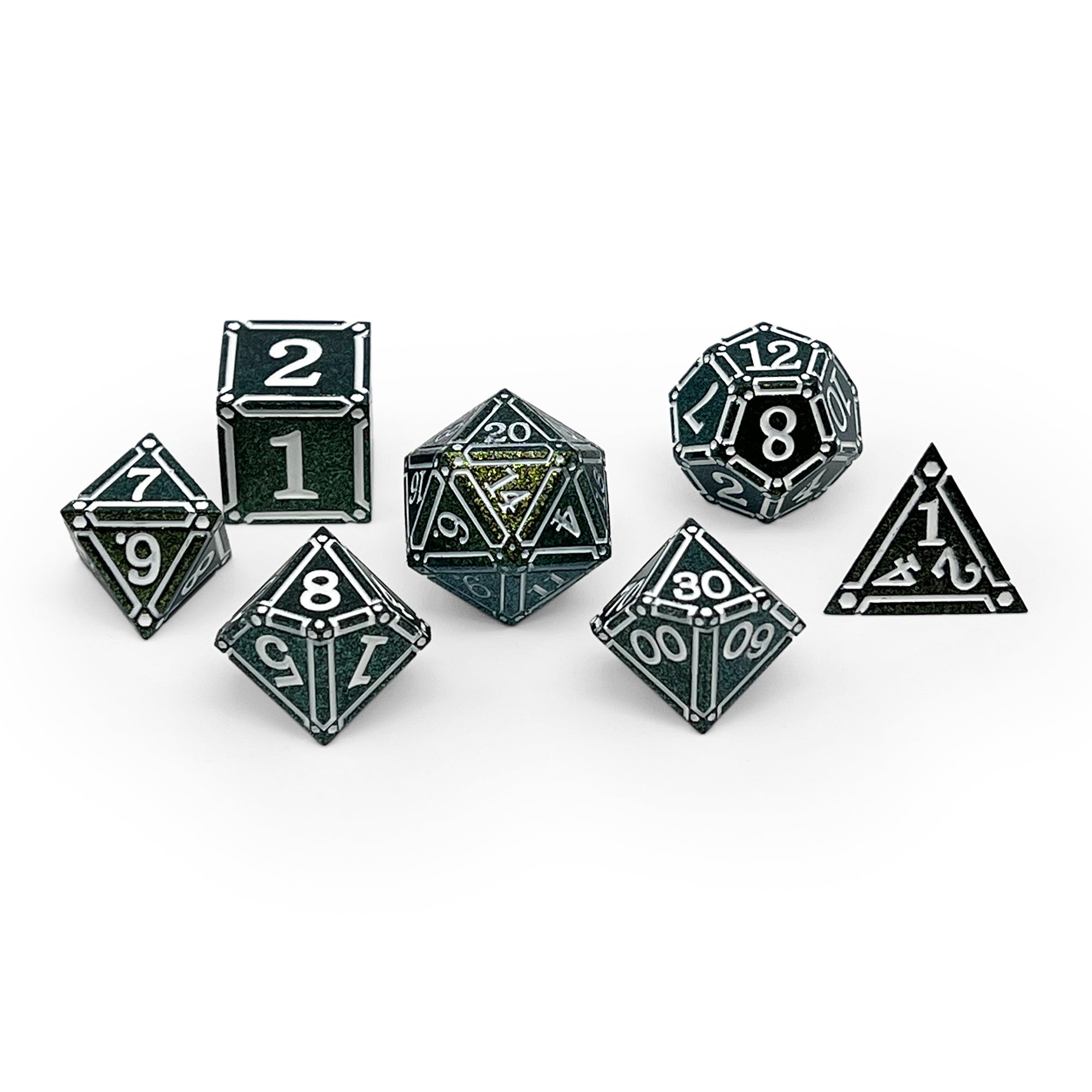 DnD Dice | Ironworks - Necromancer Spellbook 7 Piece RPG set Alloy Dice | Norse Foundry