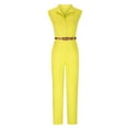 thumbnail image 7 of WREESH Womens Business Casual Jumpsuit Fashion Summer Casual Sleeveless Button Bandage Jumpsuit Long Pants Yellow, 7 of 7