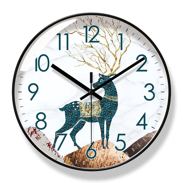 Reloj de pared elegante con diseño de ciervo, silencioso, no hace tictac, 30 cm, moderno