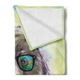thumbnail image 2 of Animal Soft Flannel Fleece Throw Blanket, Funny Cool Low Wild Hipster Bear Spectacles Colorful Portrait Themed Print, Cozy Plush for Indoor and Outdoor Use, 50" x 70", Lime Green Purple, by Ambesonne, 2 of 5