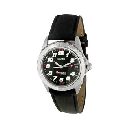 Movado Black Leather Kingmatic