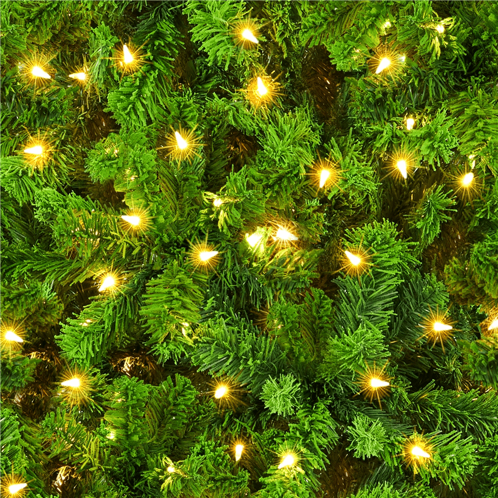 Renwick 9Ft Pre-lit Flocked Artificial Christmas Tree with Foldable Stand, Pure Green