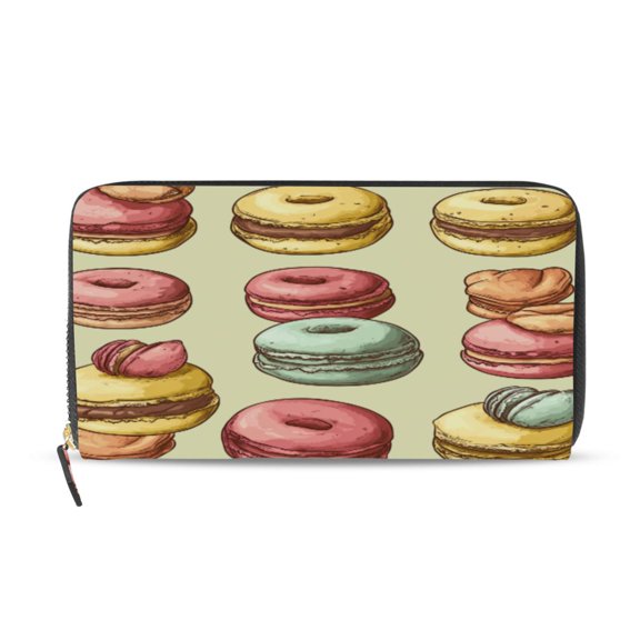 Qxltty Cartoon Macaroons Women's Leather Wallet Fashion Retro Multi Card Holder with Cell Phone Pocket Mothers Day Gifts