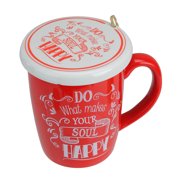 4.75" Red and White "Do What Makes Your Soul Happy" Mug with Ornament Gift Set